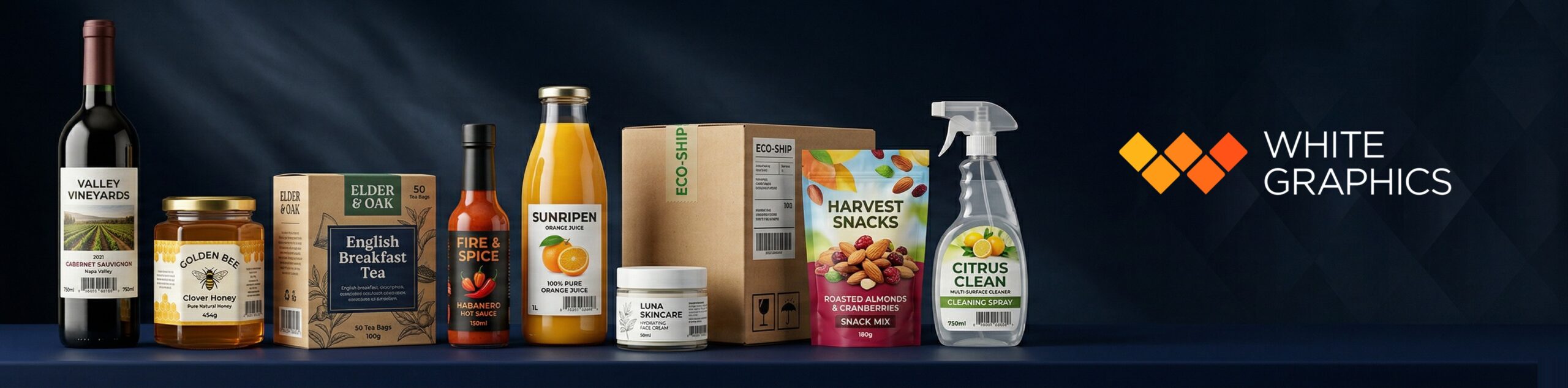 White Graphics about us banner