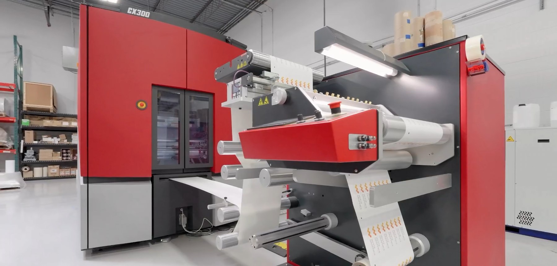The in-house Xeikon CX300 digital press running a print job at White Graphics