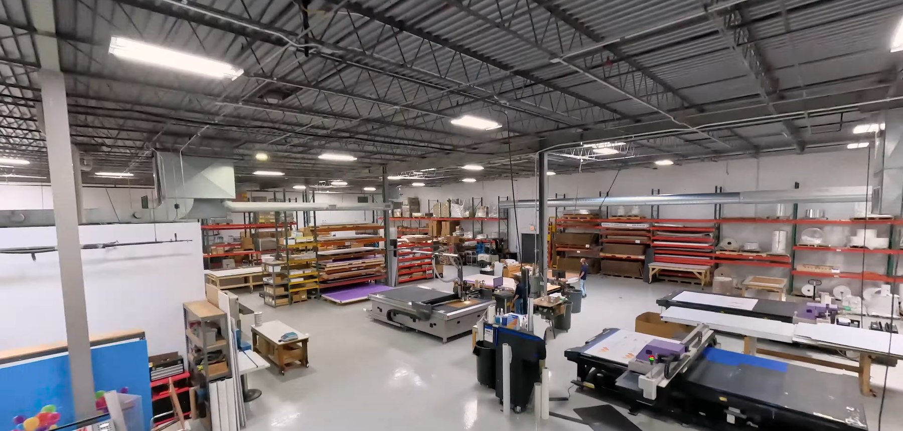 Production floor and racking at the White Graphics Naperville facility