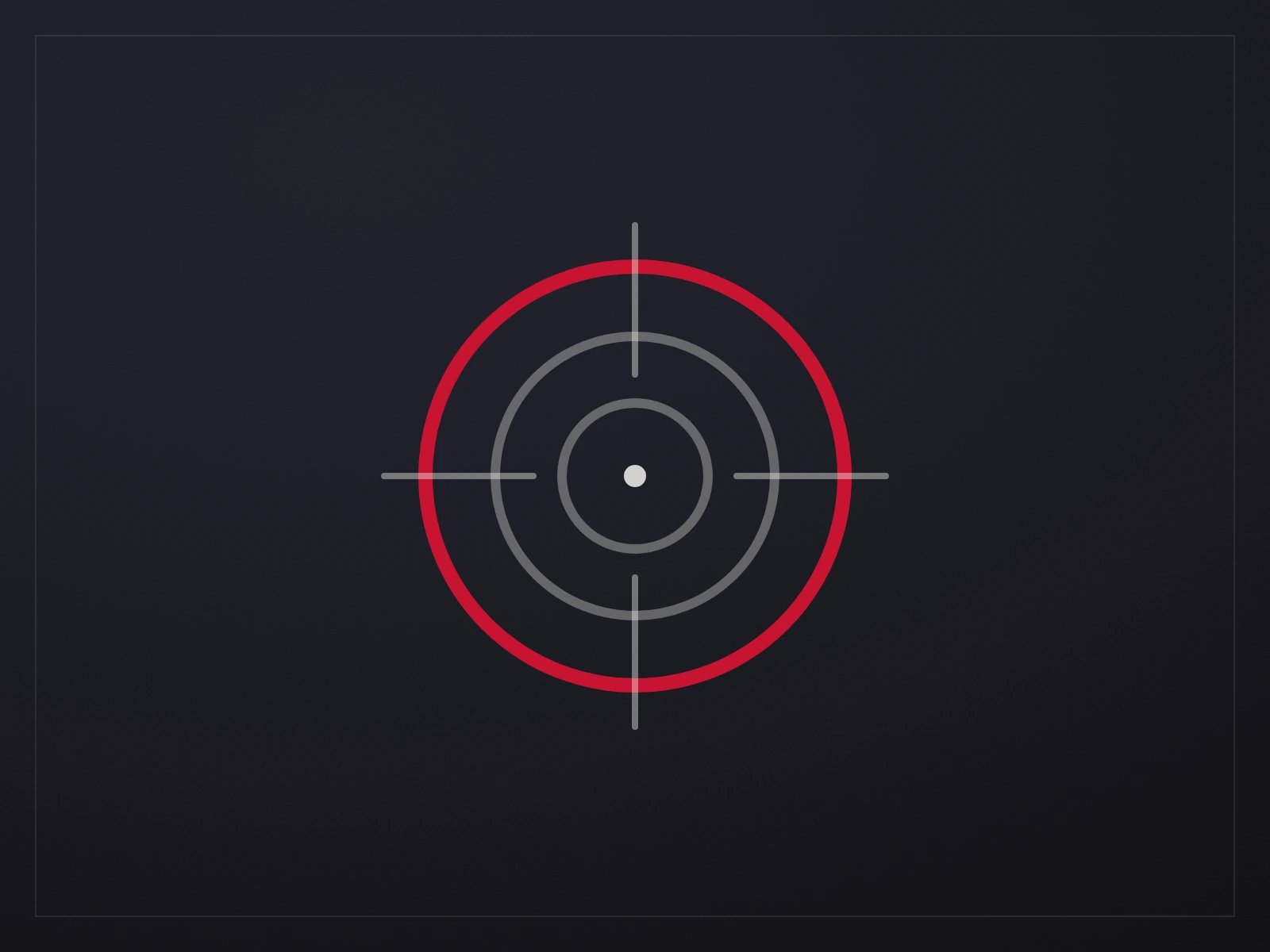 A registration target of three rings, the outermost struck in red