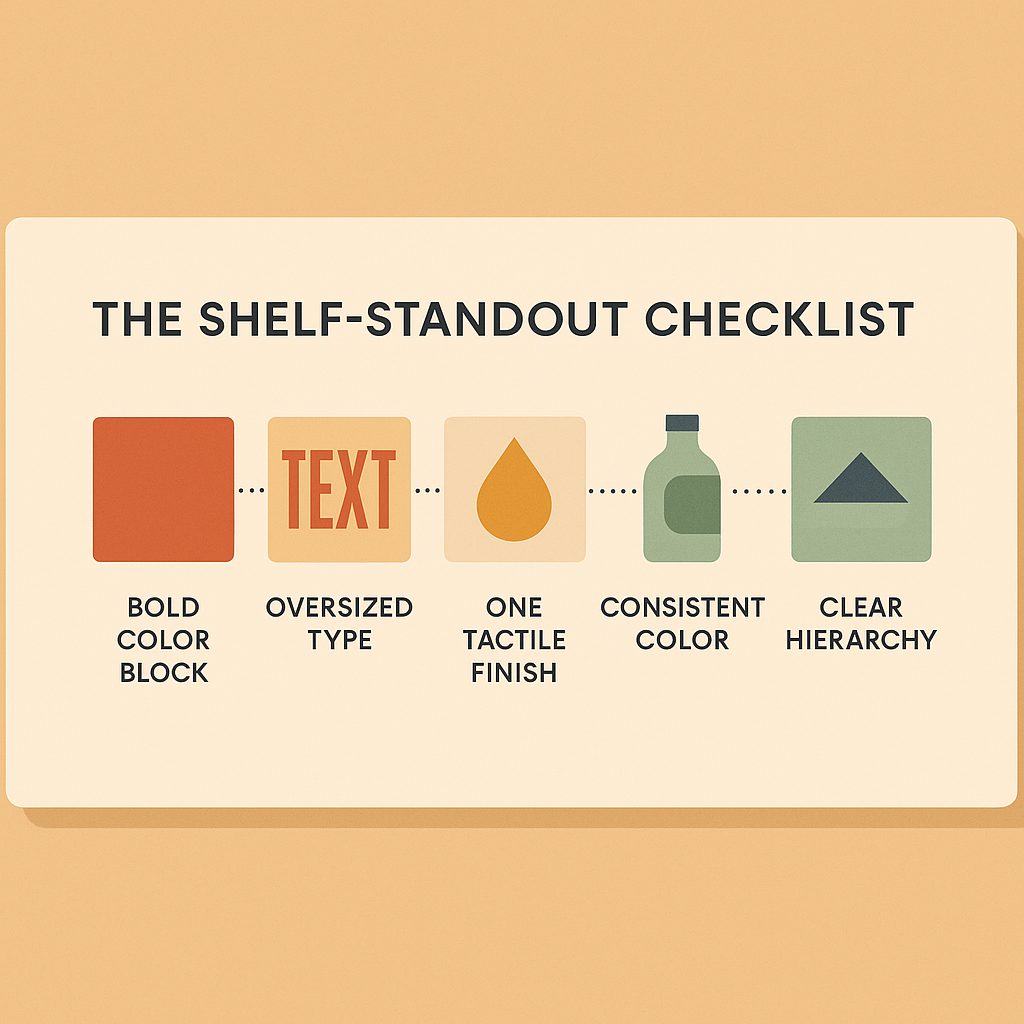 Checklist of five traits shared by packaging that stands out on shelf